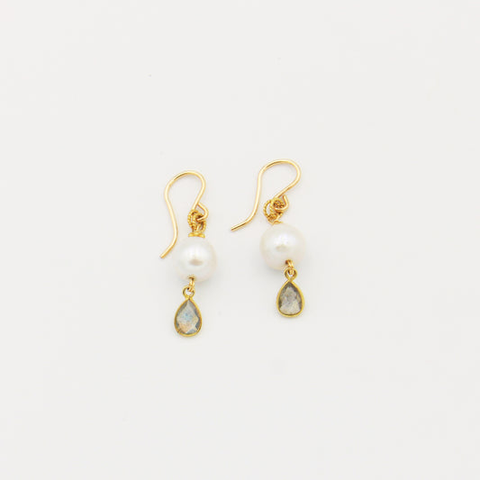 Freshwater Pearl & Labradorite GF Drop Earrings