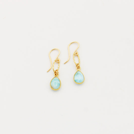 Larimar Pear Drop GF Earrings