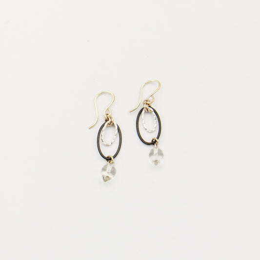 Quartz Drops Sterling Oxidized Earrings