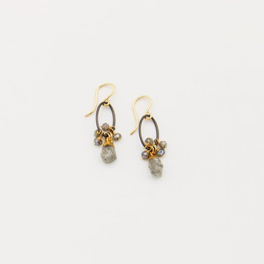 Raw Tourmalinated Quartz Sterling & GF Earrings