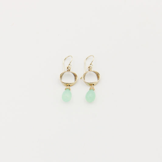 Aqua Chalcedony Ellipse with Drop Sterling Earrings