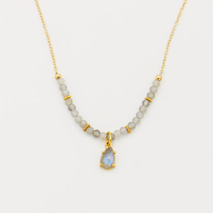 Labradorite Teardrop Beaded GF Necklace 16-18"