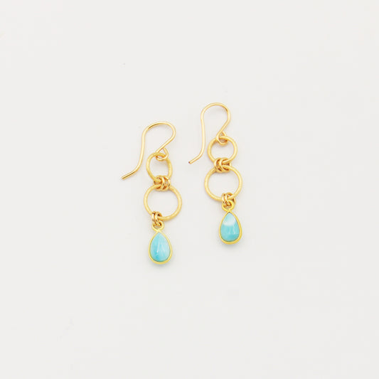 Larimar Teardrop GF Double Circle Earrings