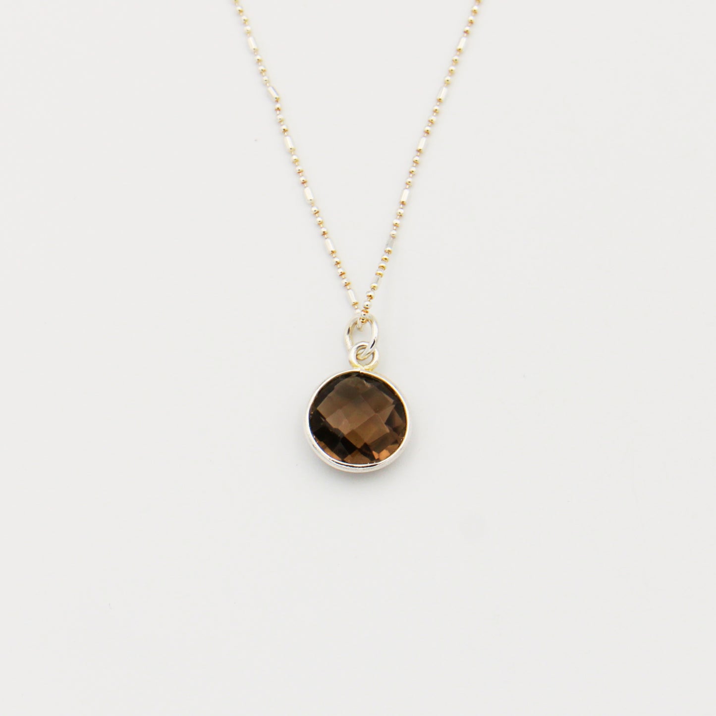 Smoky Quartz Faceted Sterling Necklace 20"