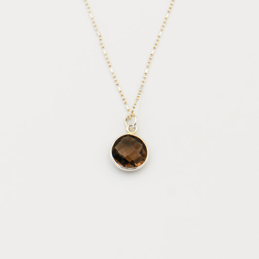 Smoky Quartz Faceted Sterling Necklace 20"