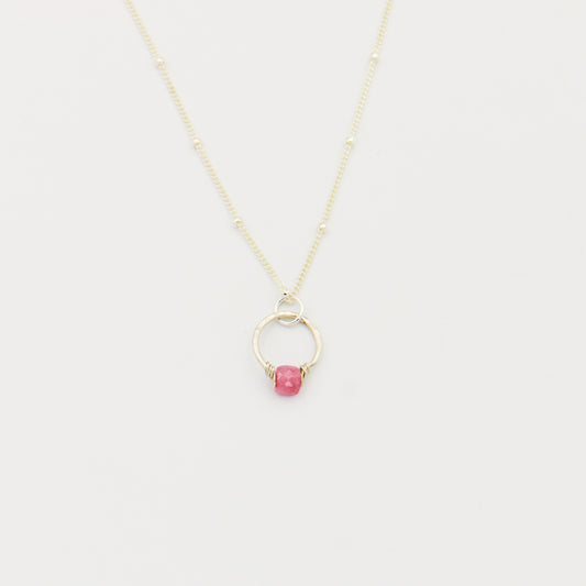 Pink Tourmaline Get Lucky Sterling Necklace 15"-17"