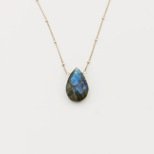 Drop of Goodness Labradorite Sterling Necklace 17-19"