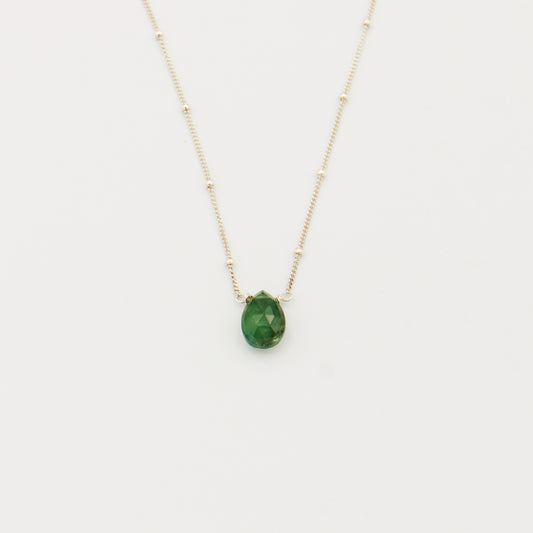Drop of Goodness Green Tourmaline Sterling Necklace 15-17"