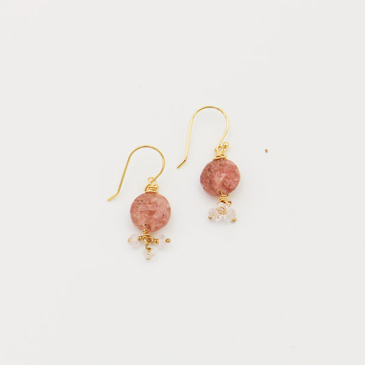 Strawberry Quartz Sterling Wrapped Earrings