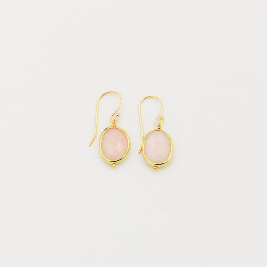 Pink Opal Oval GF Earrings