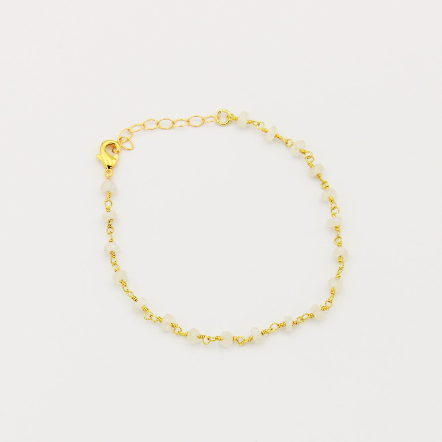 Moonstone Dainty Bead & GF Bracelet 6.5-7.5"