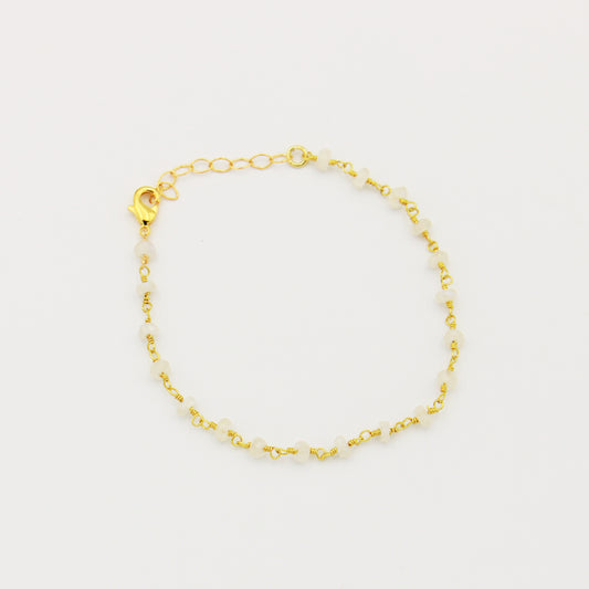 Moonstone Dainty Bead & GF Bracelet 6.5-7.5"