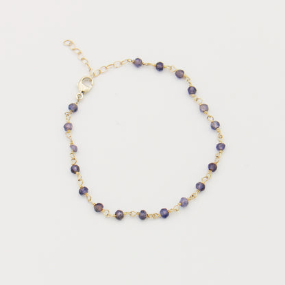 Iolite Dainty Bead & Sterling Bracelet 6.5-7.5"