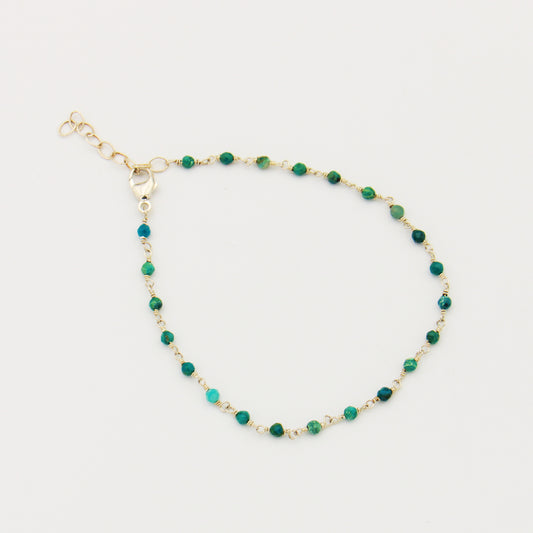 Chrysocolla Dainty Bead & Sterling Bracelet 6.5-7.5"