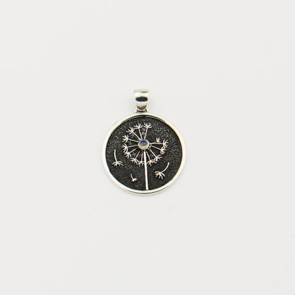 Sterling Silver Dandelion & Moonstone Pendant