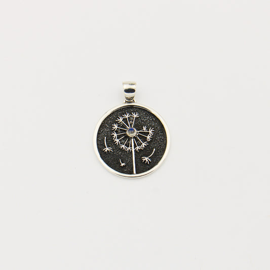 Sterling Silver Dandelion & Moonstone Pendant
