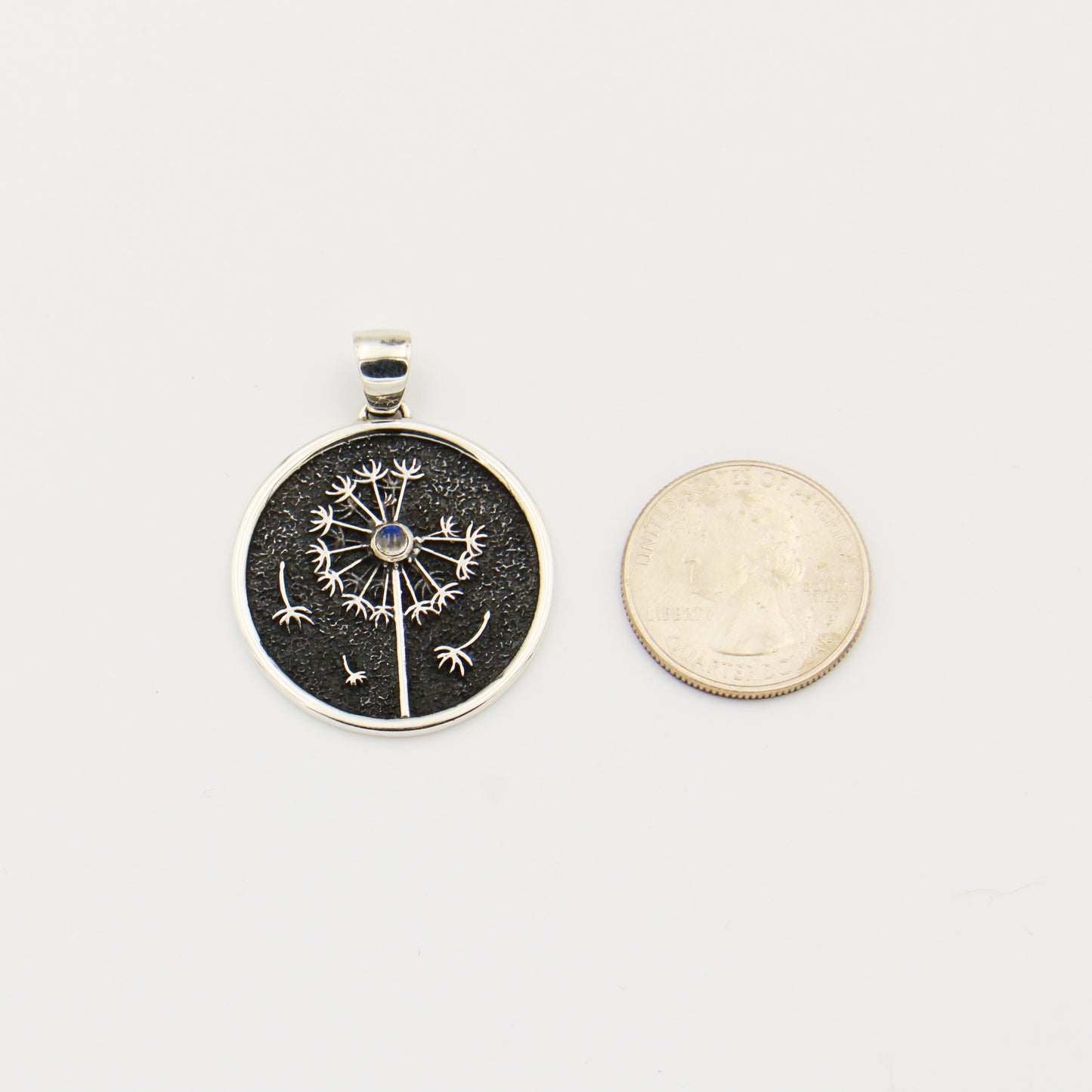 Sterling Silver Dandelion & Moonstone Pendant