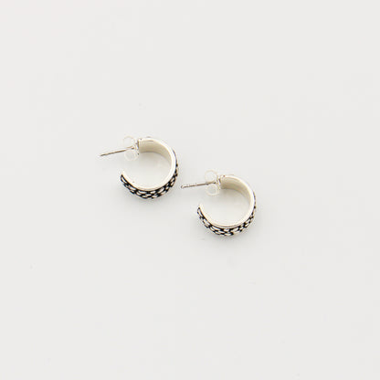 Small Sterling Silver Pebbled Hoops
