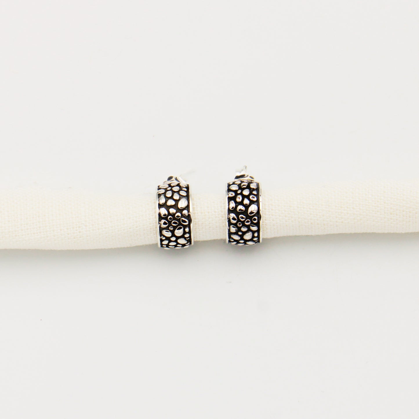 Small Sterling Silver Pebbled Hoops