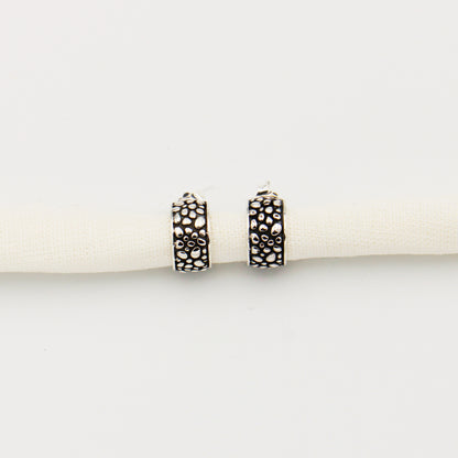 Small Sterling Silver Pebbled Hoops
