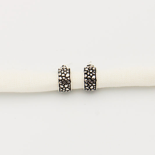 Small Sterling Silver Pebbled Hoops