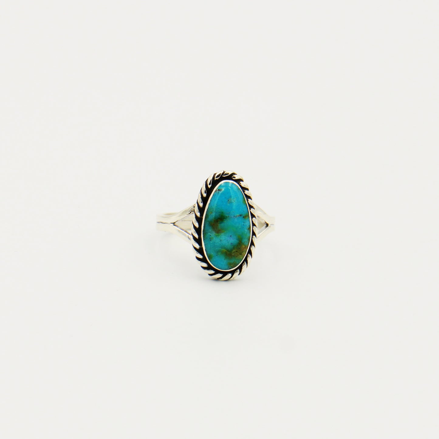 Turquoise Long Oval Sterling Ring Size 9.5