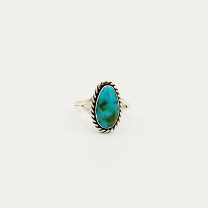 Turquoise Long Oval Sterling Ring Size 9.5
