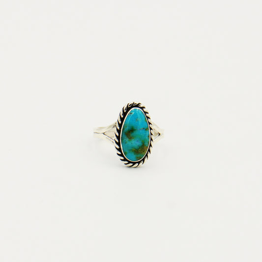 Turquoise Long Oval Sterling Ring Size 9.5