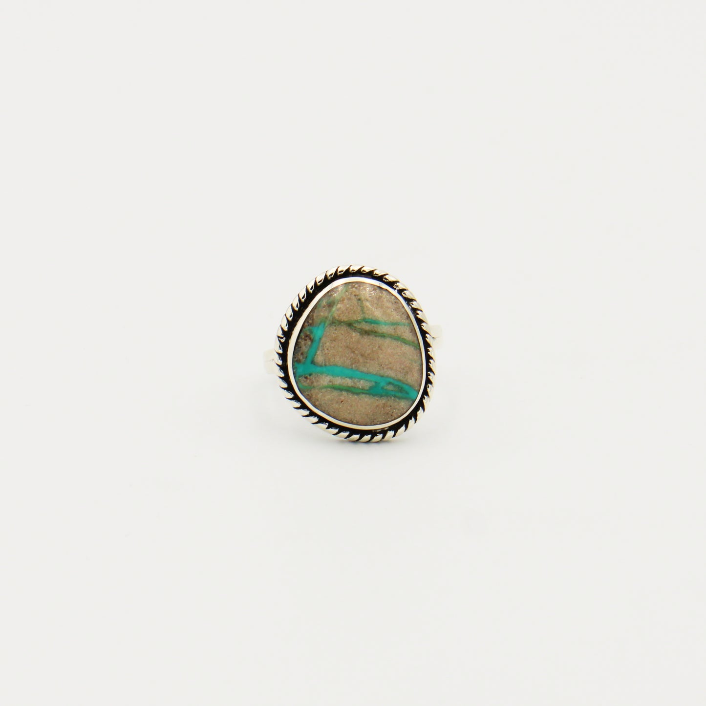 Boulder Turquoise Ovoid Sterling Ring Size 7.5