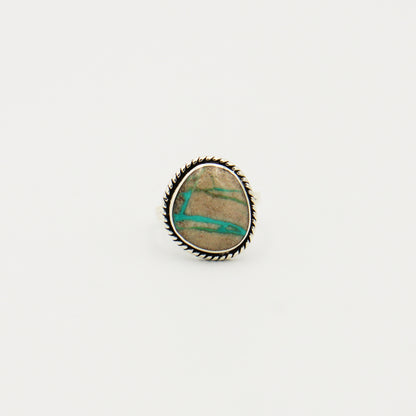 Boulder Turquoise Ovoid Sterling Ring Size 7.5