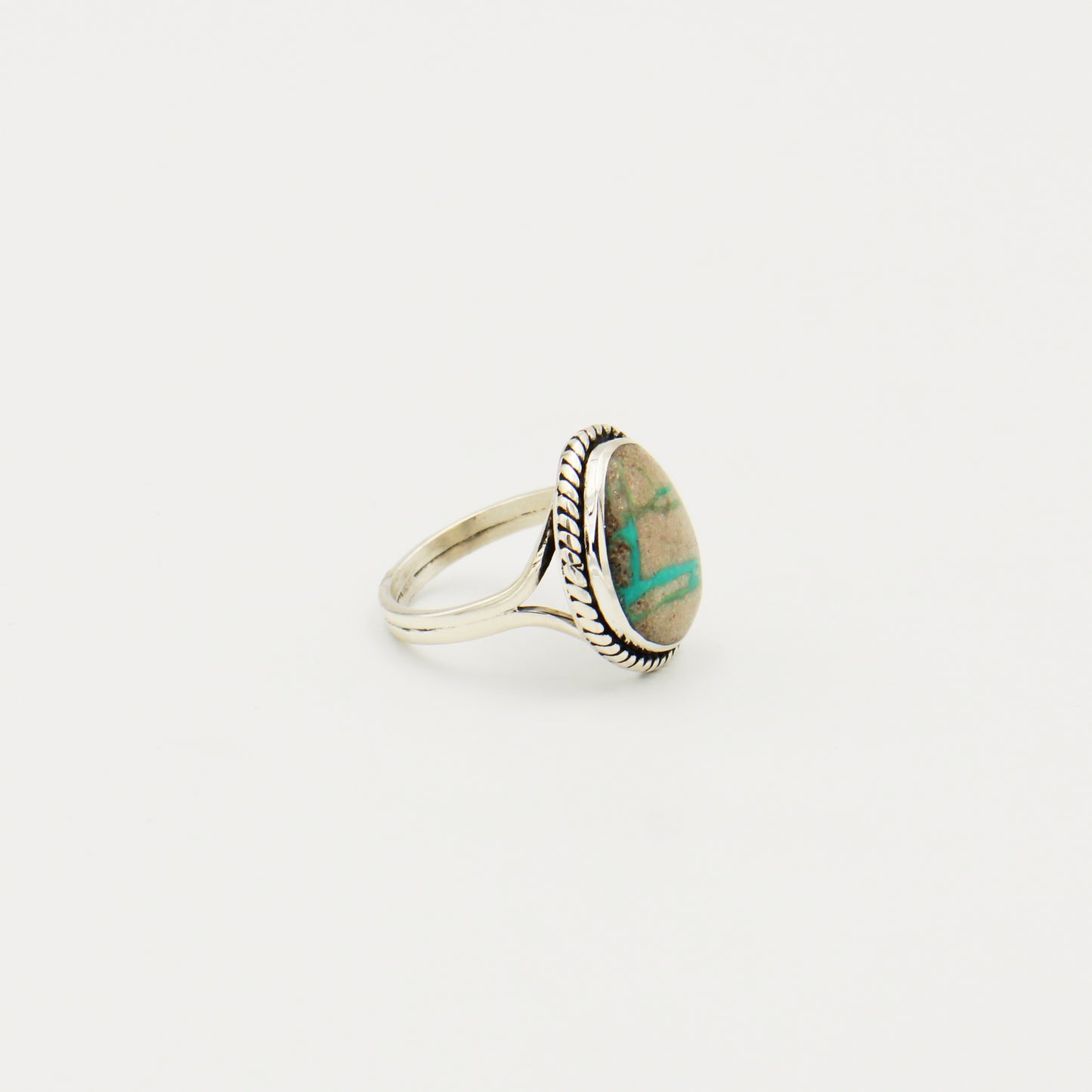 Boulder Turquoise Ovoid Sterling Ring Size 7.5