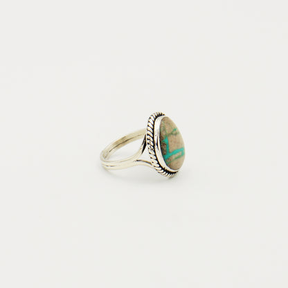 Boulder Turquoise Ovoid Sterling Ring Size 7.5