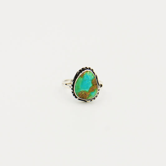 Turquoise Ovoid Sterling Ring Size 7.5