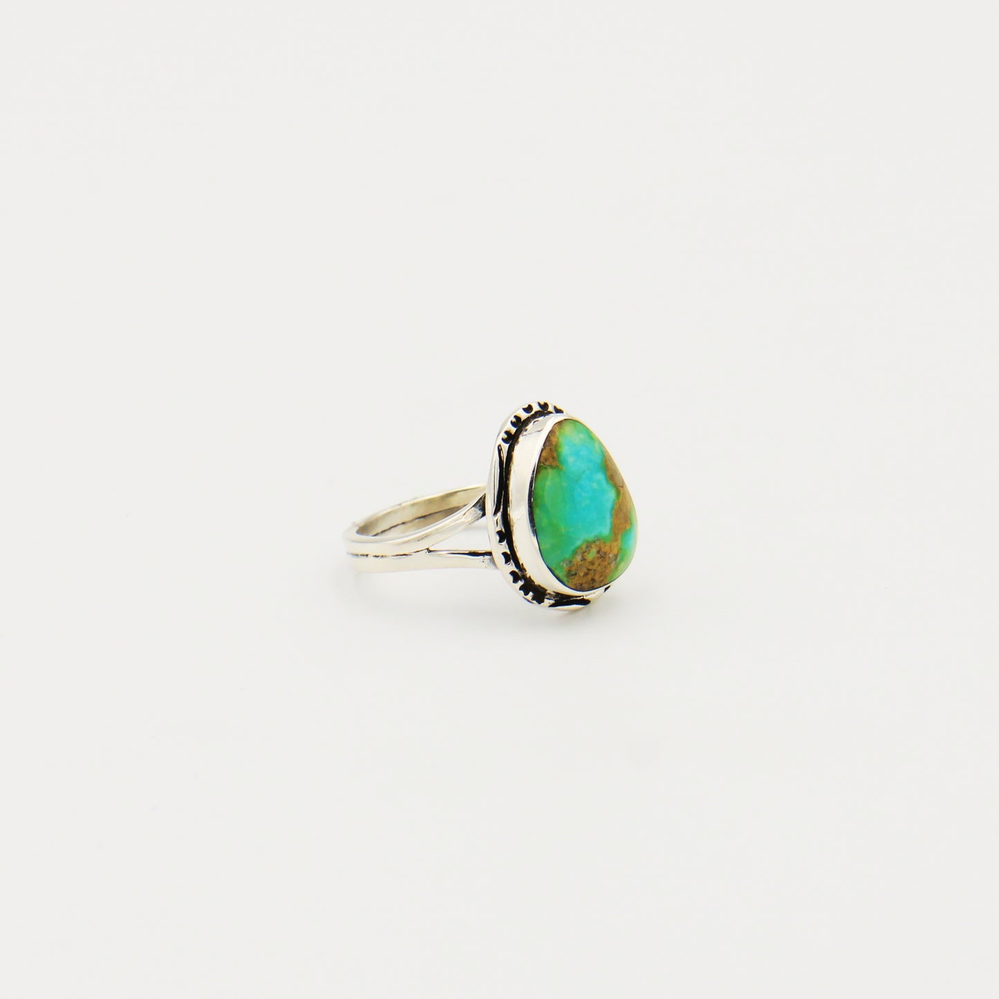 Turquoise Ovoid Sterling Ring Size 7.5
