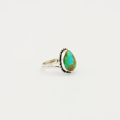 Turquoise Ovoid Sterling Ring Size 7.5