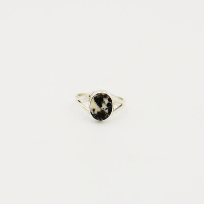 White Buffalo Small Oval Sterling Ring Size 8