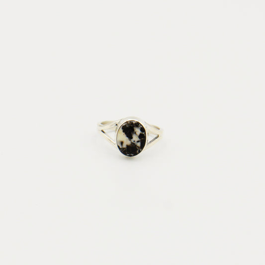 White Buffalo Small Oval Sterling Ring Size 8