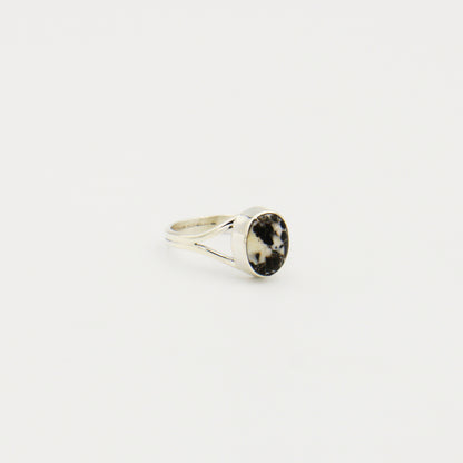 White Buffalo Small Oval Sterling Ring Size 8