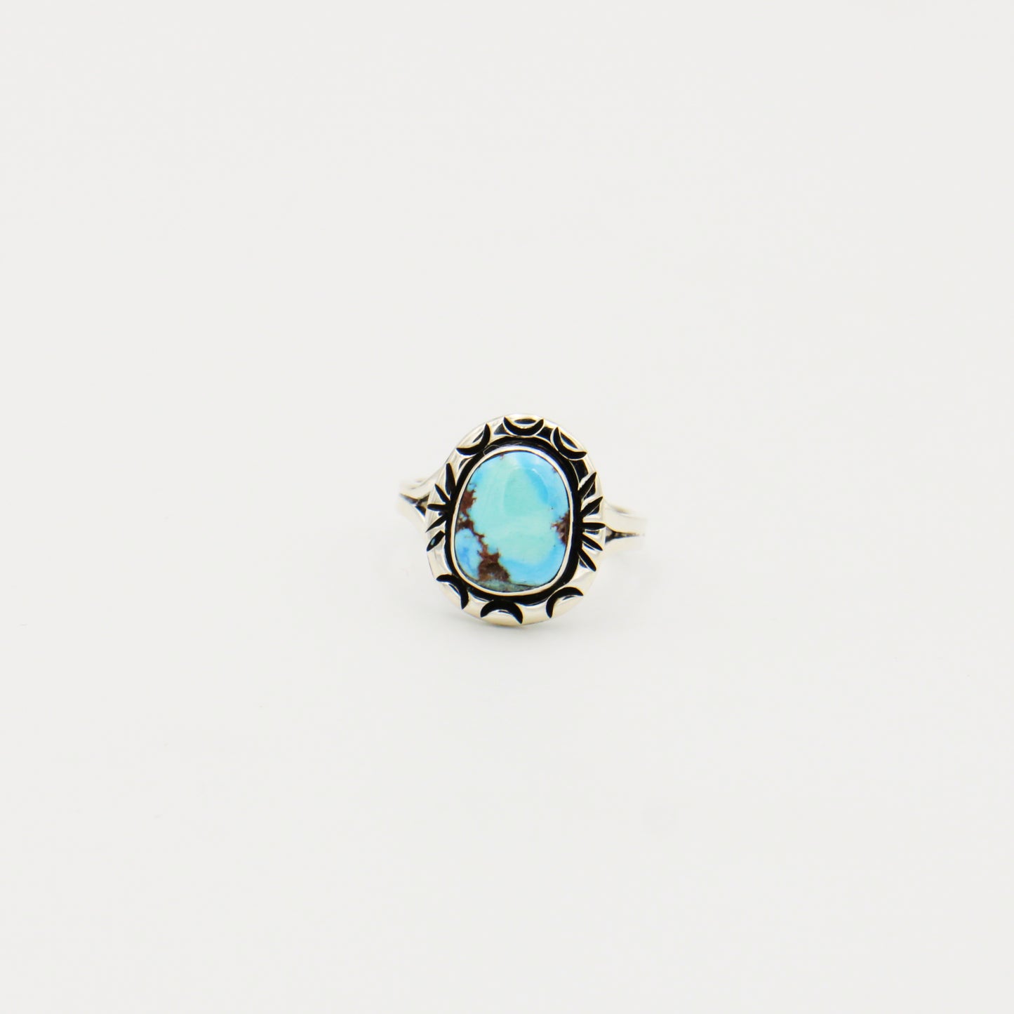 Turquoise Ovoid Sterling Ring Size 8