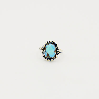 Turquoise Ovoid Sterling Ring Size 8