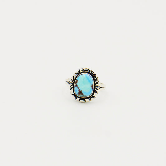 Turquoise Ovoid Sterling Ring Size 8