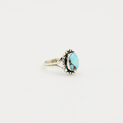 Turquoise Ovoid Sterling Ring Size 8