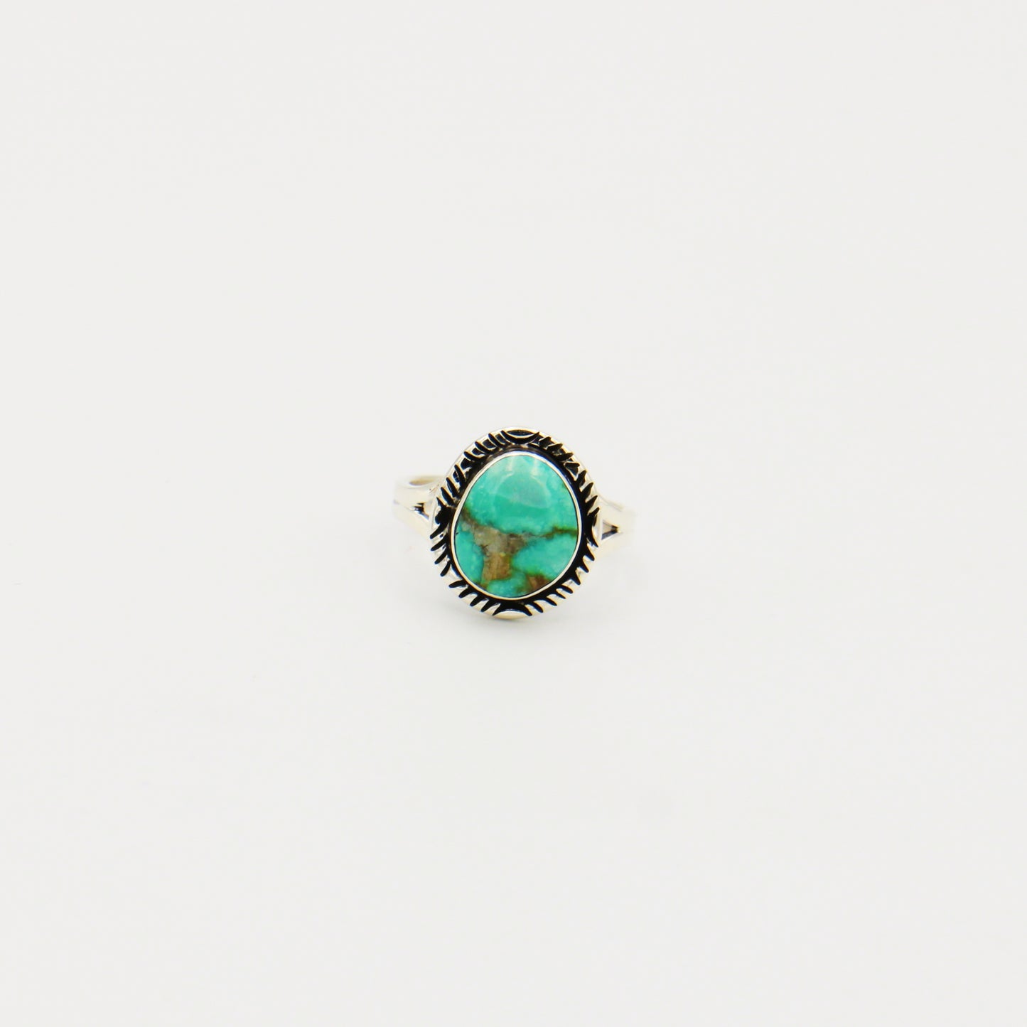 Turquoise Ovoid Sterling Ring Size 6.5
