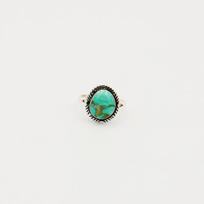 Turquoise Ovoid Sterling Ring Size 6.5