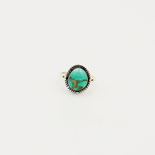 Turquoise Ovoid Sterling Ring Size 6.5