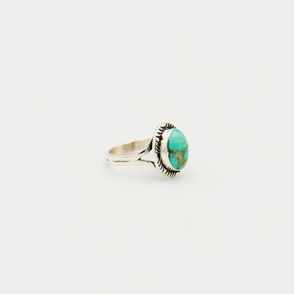 Turquoise Ovoid Sterling Ring Size 6.5