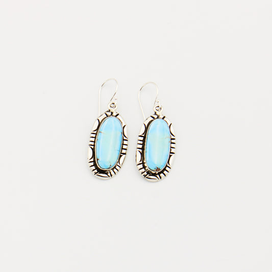 Turquoise Oval South West Bezel Sterling Earrings