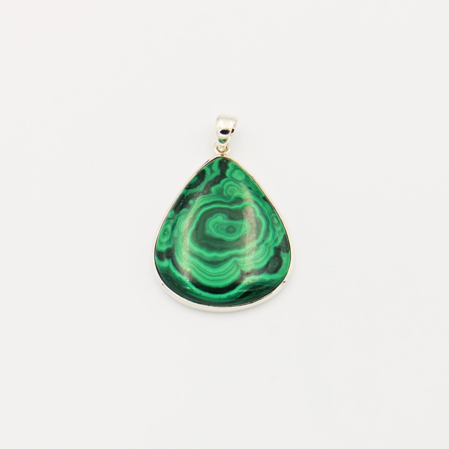 Malachite Large Pear Sterling Pendant