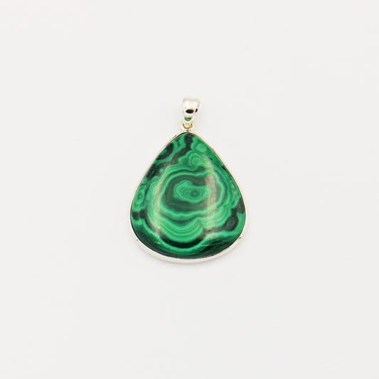 Malachite Large Pear Sterling Pendant