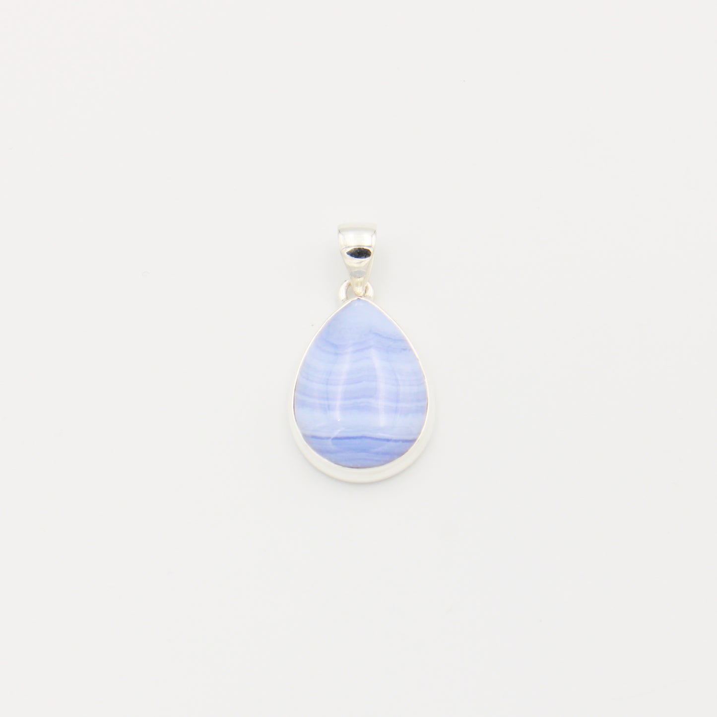 Blue Lace Agate Large Pear Sterling Pendant